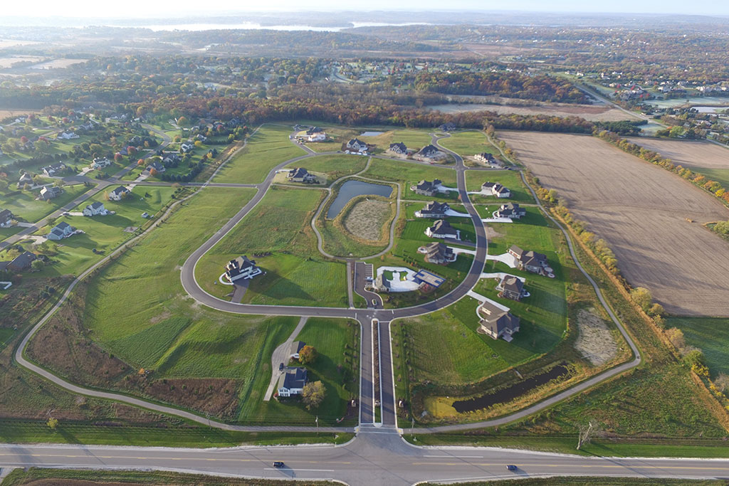 Aerial view of a new community
